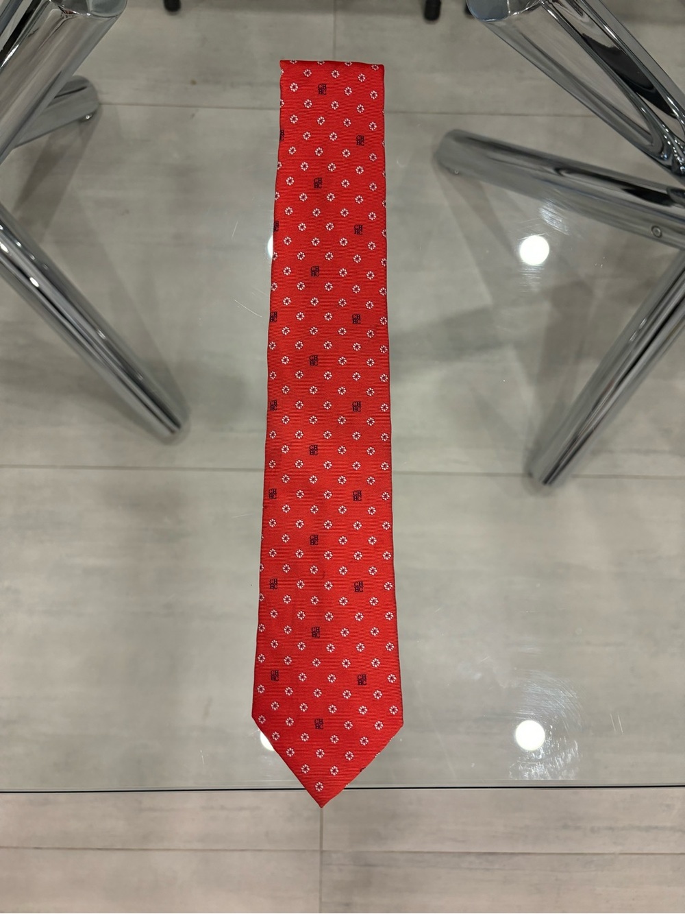 Carolina Herrera Red Geometric Print Tie
